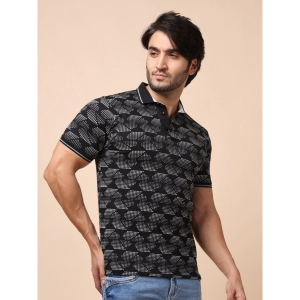 Generic Men's Casual Cotton Printed Polo Neck Half Sleeve T-Shirt (Black)