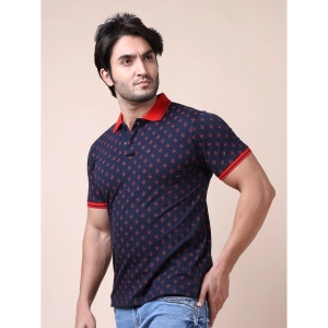 Generic Men's Casual Cotton Printed Polo Neck Half Sleeve T-Shirt (Navy)