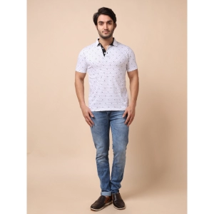 Generic Men's Casual Cotton Printed Polo Neck Half Sleeve T-Shirt (White)