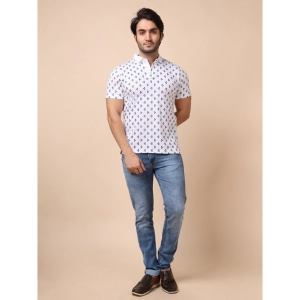 Generic Men's Casual Cotton Printed Polo Neck Half Sleeve T-Shirt (White)