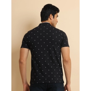 Generic Men's Casual Cotton Printed Mandarin Collar Half Sleeve T-Shirt (Black)