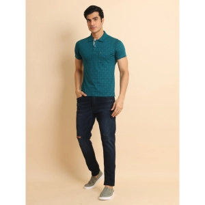 Generic Men's Casual Cotton Printed Polo Neck Half Sleeve T-Shirt (Green)