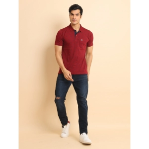 Generic Men's Casual Cotton Printed Polo Neck Half Sleeve T-Shirt (Red)