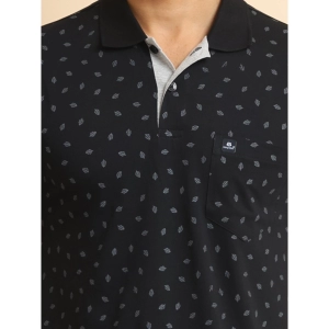 Generic Men's Casual Cotton Printed Polo Neck Half Sleeve T-Shirt (Black)