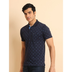 Generic Men's Casual Cotton Printed Polo Neck Half Sleeve T-Shirt (Navy)