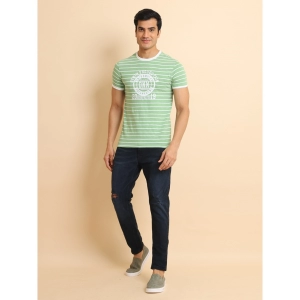 Generic Men's Casual Cotton Printed Round Neck Half Sleeve T-Shirt (LightGreen)