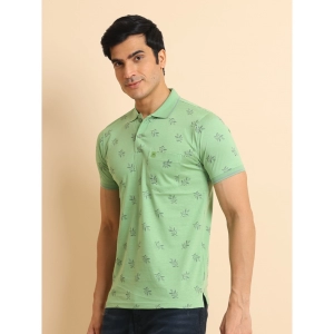 Generic Men's Casual Cotton Printed Polo Neck Half Sleeve T-Shirt (Light Green)