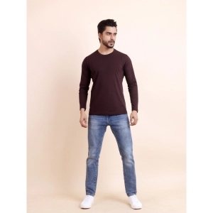 Generic Men's Casual Cotton Solid Round Neck Full Sleeve T-Shirt (Wine)