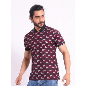 Generic Men's Casual Cotton Printed Polo Neck Half Sleeve T-Shirt (Magenta)