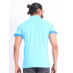 Generic Men's Casual Cotton Printed Polo Neck Half Sleeve T-Shirt (Skyblue)