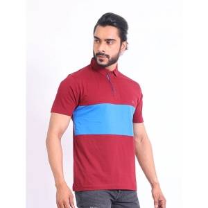 Generic Men's Casual Cotton Printed Polo Neck Half Sleeve T-Shirt (Maroon)