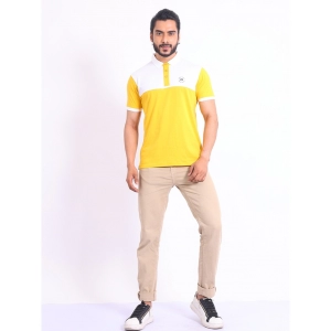 Generic Men's Casual Cotton Printed Polo Neck Half Sleeve T-Shirt (Yellow)