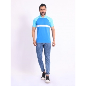 Generic Men's Casual Cotton Printed Polo Neck Half Sleeve T-Shirt (Skyblue)