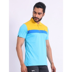 Generic Men's Casual Cotton Printed Polo Neck Half Sleeve T-Shirt (Skyblue)