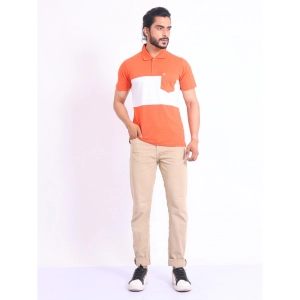 Generic Men's Casual Cotton Printed Polo Neck Half Sleeve T-Shirt (Brown)