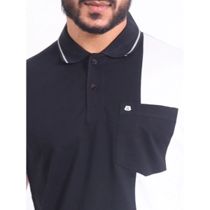 Generic Men's Casual Cotton Printed Polo Neck Half Sleeve T-Shirt (Black)