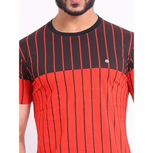 Generic Men's Casual Cotton Printed Round Neck Half Sleeve T-Shirt (Red)