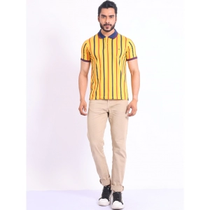 Generic Men's Casual Cotton Printed Polo Neck Half Sleeve T-Shirt (Mustard)