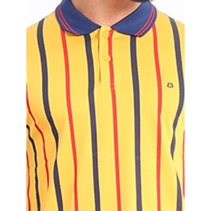 Generic Men's Casual Cotton Printed Polo Neck Half Sleeve T-Shirt (Mustard)