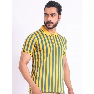 Generic Men's Casual Cotton Printed Polo Neck Half Sleeve T-Shirt (Mustard)