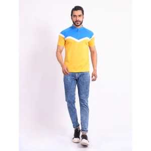 Generic Men's Casual Cotton Printed Polo Neck Half Sleeve T-Shirt (Yellow)