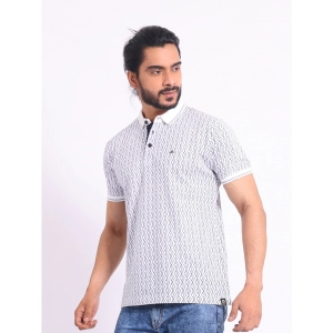 Generic Men's Casual Cotton Printed Polo Neck Half Sleeve T-Shirt (White)