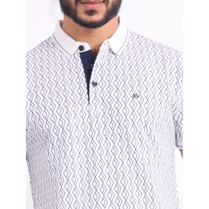 Generic Men's Casual Cotton Printed Polo Neck Half Sleeve T-Shirt (White)