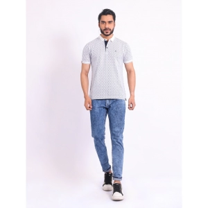 Generic Men's Casual Cotton Printed Polo Neck Half Sleeve T-Shirt (White)