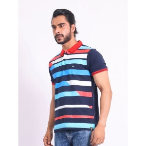 Generic Men's Casual Cotton Printed Polo Neck Half Sleeve T-Shirt (Navy)