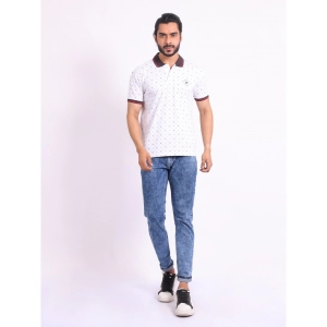 Generic Men's Casual Cotton Printed Polo Neck Half Sleeve T-Shirt (White)