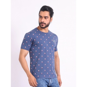 Generic Men's Casual Cotton Printed Round Neck Half Sleeve T-Shirt (Blue)