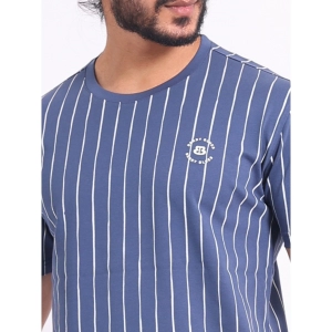 Generic Men's Casual Cotton Printed Round Neck Half Sleeve T-Shirt (Blue)