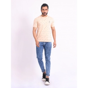 Generic Men's Casual Cotton Printed Round Neck Half Sleeve T-Shirt (Peach)