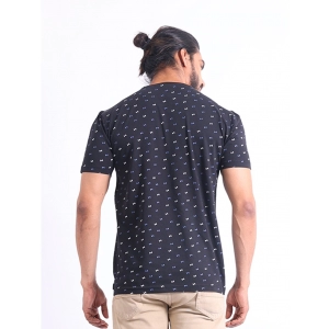 Generic Men's Casual Cotton Printed Round Neck Half Sleeve T-Shirt (Black)