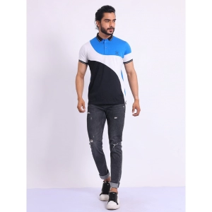 Generic Men's Casual Cotton Printed Polo Neck Half Sleeve T-Shirt (Blue)