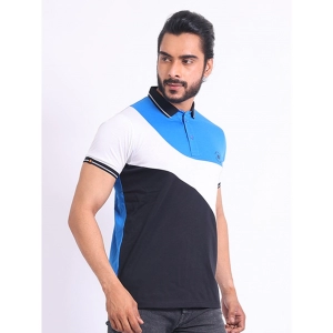 Generic Men's Casual Cotton Printed Polo Neck Half Sleeve T-Shirt (Blue)