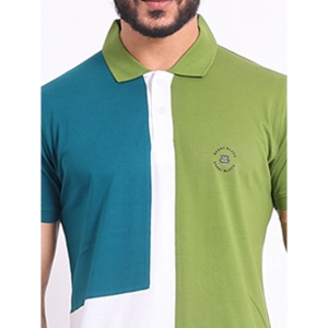 Generic Men's Casual Cotton Printed Polo Neck Half Sleeve T-Shirt (Multicolor)