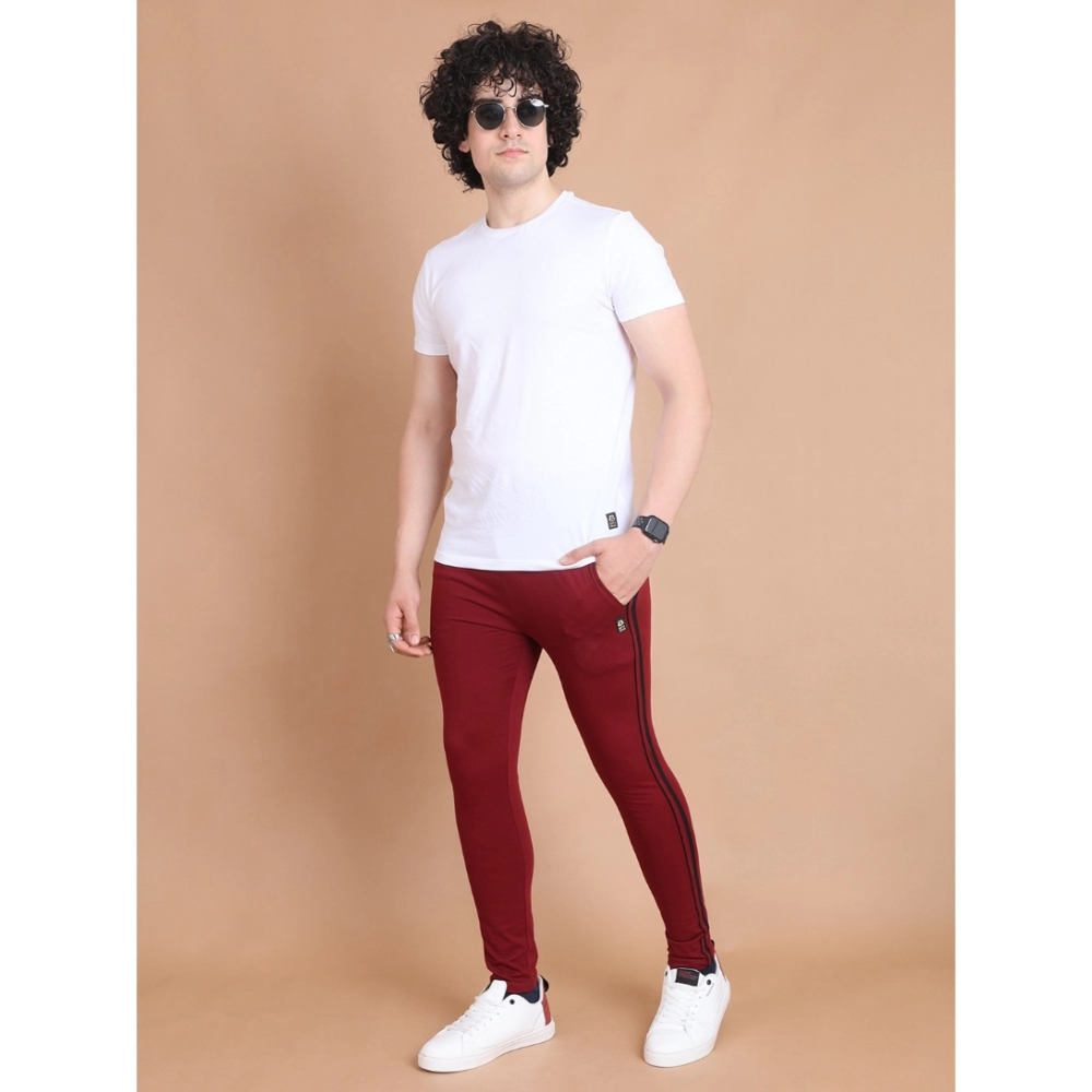 Men's Casual Cotton Striped Full Length Track Pant (Maroon) Men's Casual Cotton Striped Full Length Track Pant (Maroon)