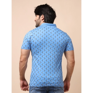 Generic Men's Casual Cotton Printed Polo Neck Half Sleeve T-Shirt (Blue)