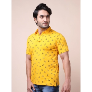 Generic Men's Casual Cotton Printed Polo Neck Half Sleeve T-Shirt (Turmeric)