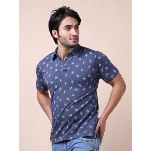 Generic Men's Casual Cotton Printed Polo Neck Half Sleeve T-Shirt (Blue)