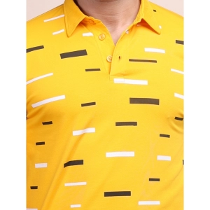 Generic Men's Casual Cotton Printed Polo Neck Half Sleeve T-Shirt (Turmeric)