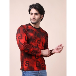 Generic Men's Casual Cotton Printed Round Neck Full Sleeve T-Shirt (Red)