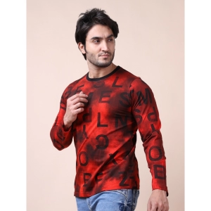 Generic Men's Casual Cotton Printed Round Neck Full Sleeve T-Shirt (Red)