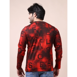Generic Men's Casual Cotton Printed Round Neck Full Sleeve T-Shirt (Red)