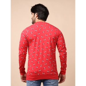 Generic Men's Casual Cotton Printed Round Neck Full Sleeve T-Shirt (Red)