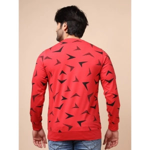 Generic Men's Casual Cotton Printed Round Neck Full Sleeve T-Shirt (Red)