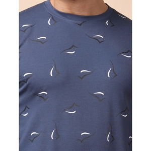 Generic Men's Casual Cotton Printed Round Neck Full Sleeve T-Shirt (Blue)