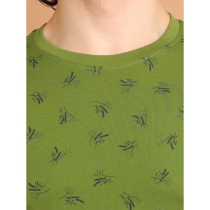 Generic Men's Casual Cotton Printed Round Neck Half Sleeve T-Shirt (Green)