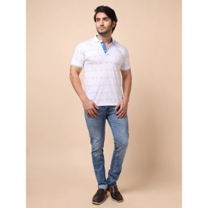 Generic Men's Casual Cotton Printed Polo Neck Half Sleeve T-Shirt (White)